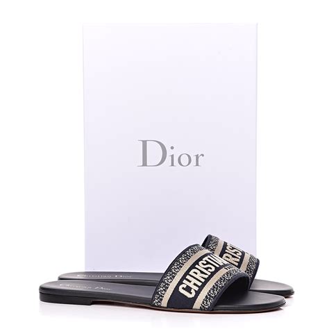 christian dior dway mule in embroidered cotton|Deep Blue and Ochre Dway Dior Animals Embroidered Cotton Slide.